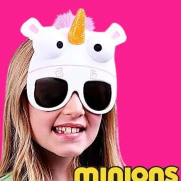 Sun-Staches Minions Official Fluffy Unicorn Sunglasses | UV400 Costume Accessory | One Size Fits Most