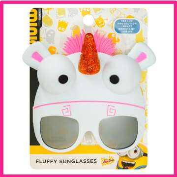 Sun-Staches Minions Official Fluffy Unicorn Sunglasses | UV400 Costume Accessory | One Size Fits Most