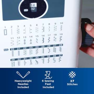 Brother ST371HD Sewing Machine, Strong & Tough, 37 Built-in Stitches, Free Arm Option, 6 Included Feet