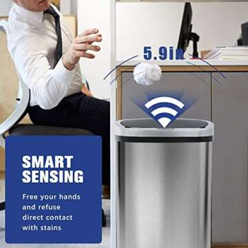 BSTOPHKL Automatic Touchless Kitchen Trash Can - 13 Gallon