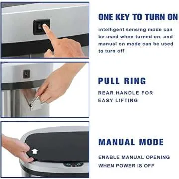 BSTOPHKL Automatic Touchless Kitchen Trash Can - 13 Gallon