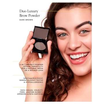 Arches & Halos - Duo Luxury Brow Powder - Dark Brown - Eyebrow Styling Cosmetics Palette, Powder, Ti...
