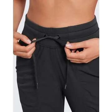 CRZ YOGA Lightweight Workout Joggers for Women, High Waisted Outdoor Running Casual Track Pants with Pockets Black Large