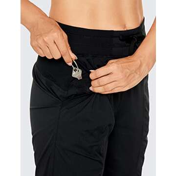 CRZ YOGA Lightweight Workout Joggers for Women, High Waisted Outdoor Running Casual Track Pants with Pockets Black Large