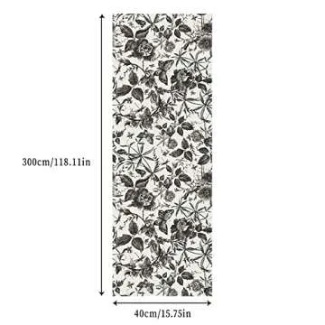 Akywall Black Floral Wallpaper Peel and Stick Removable Sketch Rose Butterfly Garden Contact Paper Self Adhesive Waterproof Durable Wallcovering for Cabinets Wall Decor Black/White 15.75inx 9.85ft