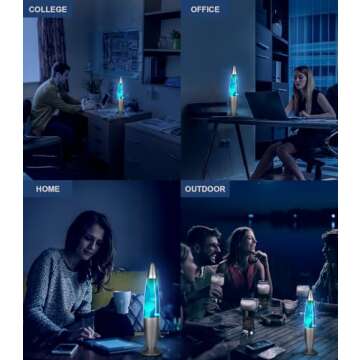 13.5-Inch Magma Lamp Blue with White Wax, Liquid Motion Lamp Blue Volcano Lamp Small Relaxing Table Lamp Night Light Nighlight Home Decor Living Room Office Bedroom Lamp for Adults, Kids