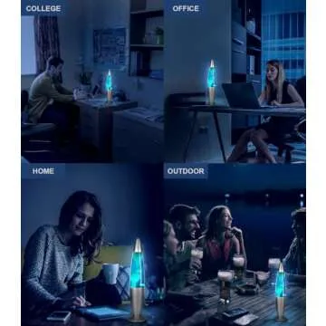 13.5-Inch Magma Lamp Blue with White Wax, Liquid Motion Lamp Blue Volcano Lamp Small Relaxing Table Lamp Night Light Nighlight Home Decor Living Room Office Bedroom Lamp for Adults, Kids