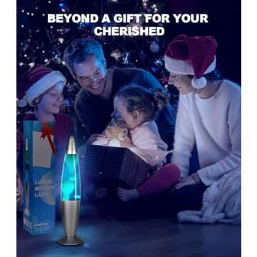 13.5-Inch Magma Lamp Blue with White Wax, Liquid Motion Lamp Blue Volcano Lamp Small Relaxing Table Lamp Night Light Nighlight Home Decor Living Room Office Bedroom Lamp for Adults, Kids