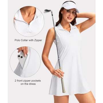 Viodia Women's Tennis Golf Dress with Shorts Underneath Active Exercise Workout Sports Athletic Dres...