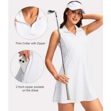 Viodia Women's Tennis Golf Dress with Shorts Underneath Active Exercise Workout Sports Athletic Dres...