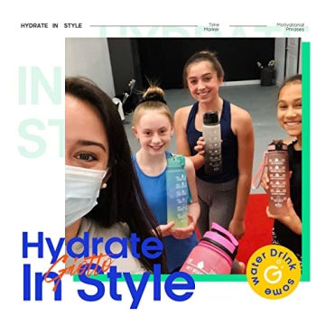 Giotto 32oz BPA Free Water Bottle with Time Marker & Straw