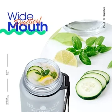 Giotto 32oz BPA Free Water Bottle with Time Marker & Straw