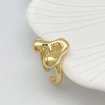 Bubble Initial Ring for Women - Personalized Gold Ring