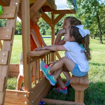 Quality Cedar Wooden Swing Set with Monkey Bars and More