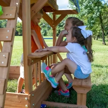 Quality Cedar Wooden Swing Set with Monkey Bars and More
