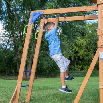 Quality Cedar Wooden Swing Set with Monkey Bars and More