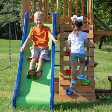 Quality Cedar Wooden Swing Set with Monkey Bars and More