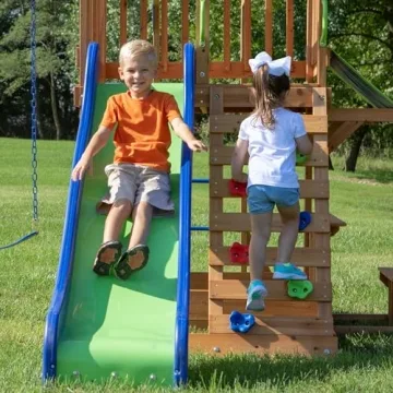 Quality Cedar Wooden Swing Set with Monkey Bars and More