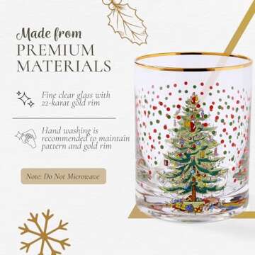 Spode Christmas Tree 14 Oz Double Old Fashion Glass Set of 4