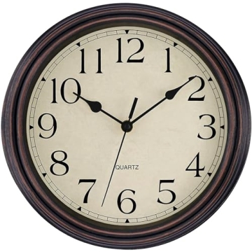 Foxtop 12" Retro Silent Wall Clock in Bronze