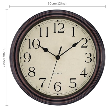 Foxtop 12" Retro Silent Wall Clock in Bronze