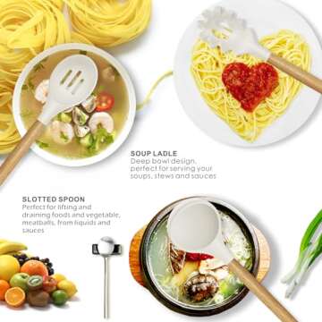 Silicone Cooking Utensils Set - 446°F Heat Resistant Silicone Kitchen Utensils for Cooking,Kitchen ...