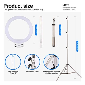 Neewer 18-Inch Dimmable LED Ring Light Kit for Videos