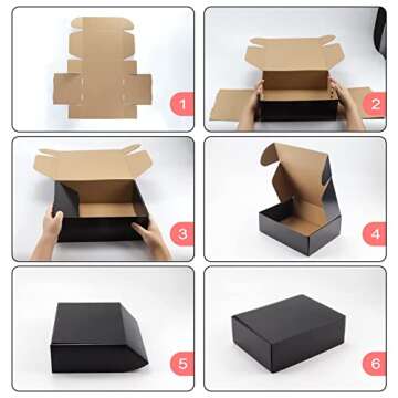 Hoikwo Medium Shipping Boxes for Mailing Shipping Packaging, Corrugated Cardboard Boxes for Packaging Small Business, (Black, 12x9x4-20 Pack)
