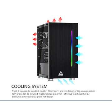 Montech Flyer Black Micro ATX, Mini-ITX/Pre-Installed 2 Fans/High-Airflow/Computer Gaming Case/Hairl...