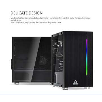 Montech Flyer Black Micro ATX, Mini-ITX/Pre-Installed 2 Fans/High-Airflow/Computer Gaming Case/Hairline Surface Front Panel/Three Versions Lighting Effects/RGB LED Shinning Strip