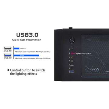 Montech Flyer Black Micro ATX, Mini-ITX/Pre-Installed 2 Fans/High-Airflow/Computer Gaming Case/Hairline Surface Front Panel/Three Versions Lighting Effects/RGB LED Shinning Strip