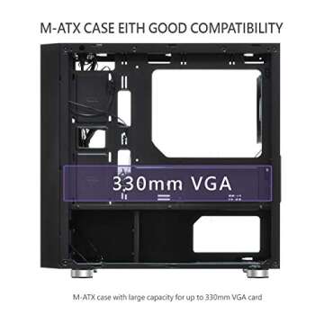 Montech Flyer Black Micro ATX, Mini-ITX/Pre-Installed 2 Fans/High-Airflow/Computer Gaming Case/Hairline Surface Front Panel/Three Versions Lighting Effects/RGB LED Shinning Strip