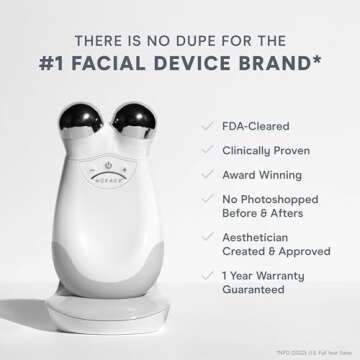 NuFACE Trinity FDA Cleared Microcurrent Facial Device + Effective Lip & Eye Attachment - Face Sculpting & Neck Tightening Device to Contour Cheeks, Brows & Mouth - With Hydrating Microcurrent Gel