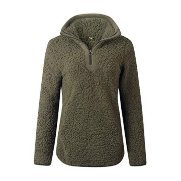 AQOTHES Stylish Zipper Sherpa Pullover for Women
