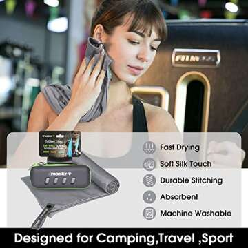 4Monster Microfiber Towel, Travel Towel, Camping Towel, Fast Drying, Soft Light Weight, Suitable for Gym, Beach, Swimming, Backpacking and More (Grey, Medium (24 x 48 inches))