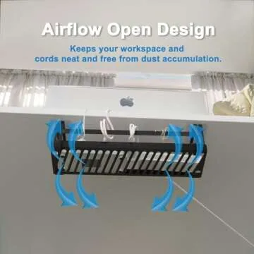 PAVSTINE Under Desk Cable Management Tray 2-Pack,17" Cord Management Tray for Standing Desk Cable Management Tray,Wire Management Tray for Office Home Desk Cable Hider, Black