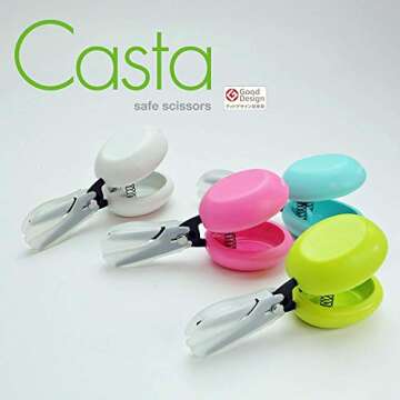 HARAC Toddler Scissors Spring Loaded, Safety Adaptive Scissors for Kids and Senior with Special Needs, Ambidextrous Hand Push Motor Skill Training Scissors, Made in Japan, White