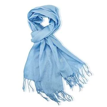 GEARONIC Soft Pashmina Scarf for Women Shawl Wrap Scarves Lady Women's Scarfs in Solid Colors - Sky Blue