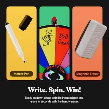 18 Inch Heavy Duty Spinning Prize Wheel - 14 Slots Color Tabletop Roulette Spin The Wheel with Dry E...