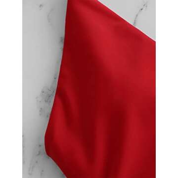 ZAFUL Women's Tie Back Padded High Cut Bralette Bikini Set Two Piece Swimsuit (1-Red, M)