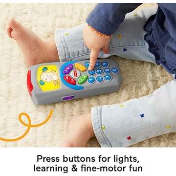 Fisher-Price Baby Learning Toy Laugh & Learn Puppy’s Remote Pretend TV Control with Music & Lights for Developmental Play Infants Ages 6+ Months
