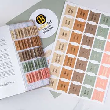 DiverseBee Laminated Bible Tabs (Gold Embossed Lettering), Bible Journaling Supplies, Bible Book Tabs, Christian Gift, 73 Bible Tabs for Women and Men, Includes 4 Blank Tabs (Meadow)