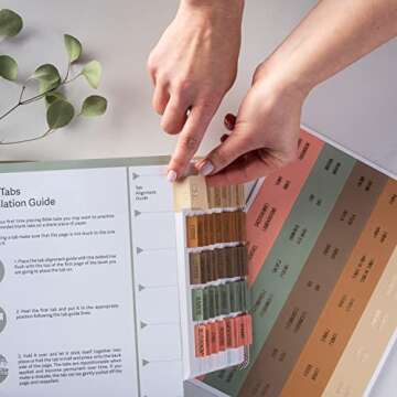 DiverseBee Laminated Bible Tabs (Gold Embossed Lettering), Bible Journaling Supplies, Bible Book Tabs, Christian Gift, 73 Bible Tabs for Women and Men, Includes 4 Blank Tabs (Meadow)