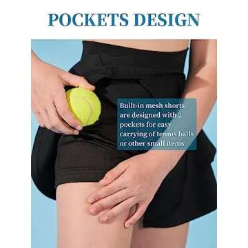 Soudittur Girls High Waisted Tennis Skirt with Pockets