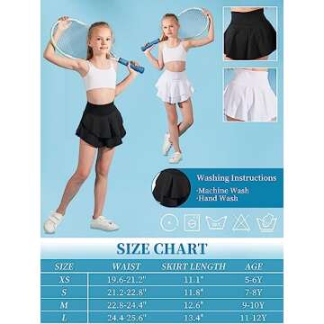 Soudittur Girls High Waisted Tennis Skirt with Pockets