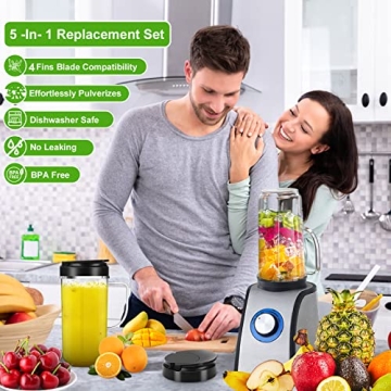 2 Pack Magic Bullet Blender Cups, Tall 22oz Cups Mugs Flip Top To-Go Lids & 4 Fins Cross Blade with Gasket Handle Replacement Part Compatible Magic Bullet Blender Juicer Mixer Accessories 250W MB1001