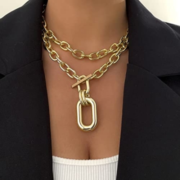 Long Tiantian Chunky Gold Statement Necklace for Women
