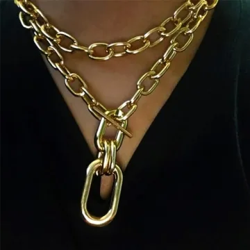 Long Tiantian Chunky Gold Statement Necklace for Women