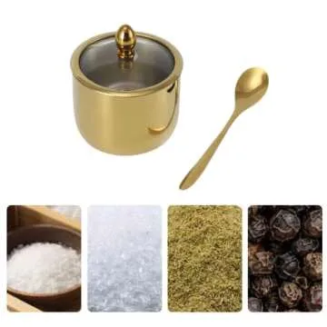 Hewnda 2 Pcs Stainless Steel Seasoning Box,Spice pot seasoning bottle Salt Pepper sugar storage bott...