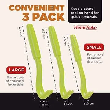 Homesake - Tick Remover Tool for Dogs, Cats & Humans - 1 Packs of 3 - Pain Free Tick Removal Twister...